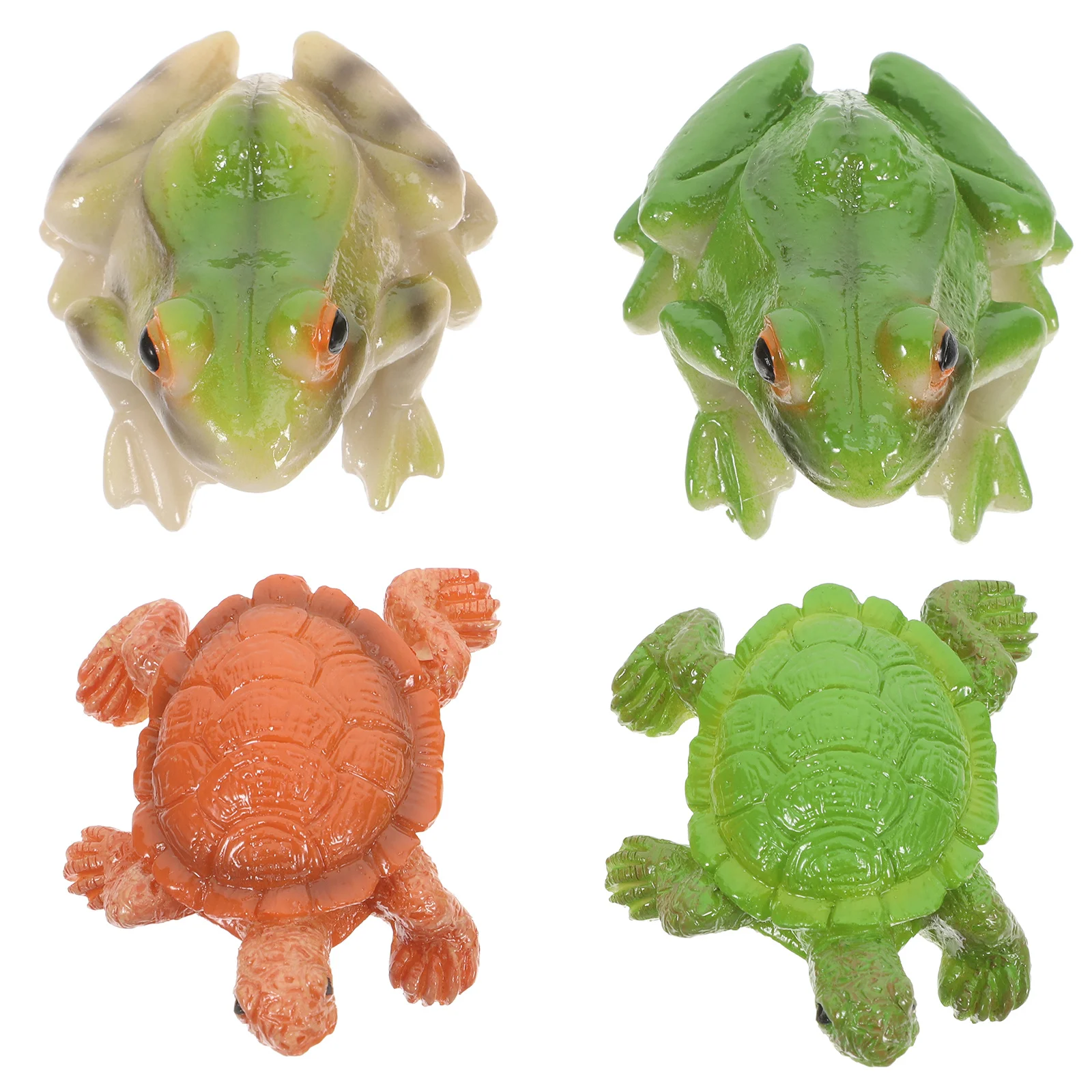 4Pcs Durable Resin Frog Turtle Garden Ornaments Charming Miniature Animals for Patio Yard Outdoor Decor Resin Frog Statue