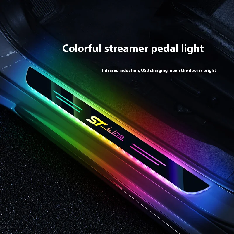 

For Ford STLine Focus Explorer Escape Kuga Fiesta Mondeo Car wireless LED welcome pedal threshold light passage atmosphere light