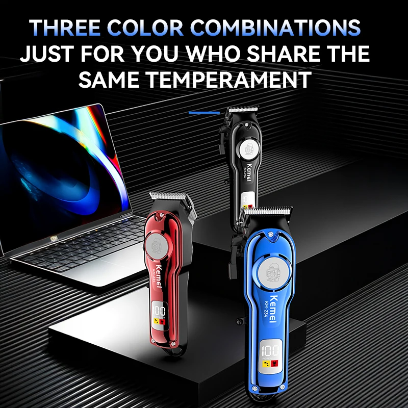 Kemei KM-234 Mini Men Electric Hair Clipper ในครัวเรือนไร้สายดิจิตอลจอแสดงผล Push Clipper ตัดผม Beard Trimmer แกะสลักเครื่อง