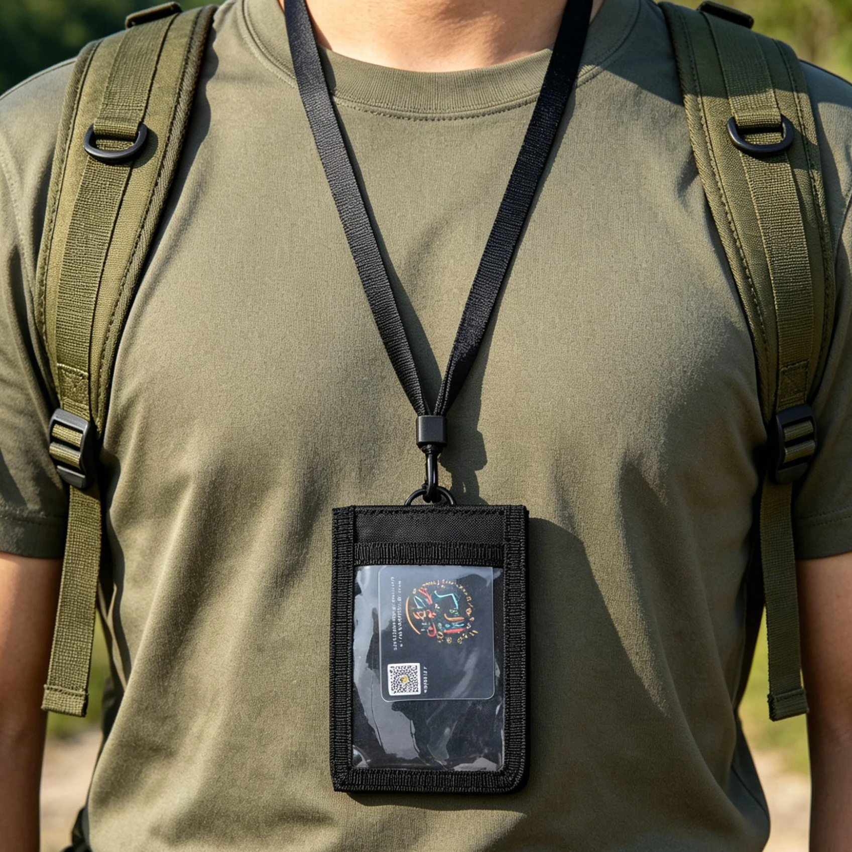 Tactical ID Card Holder Hook Loop Patch Tour Guide Badge Holders Outdoor Travel ID Pouch Pen Purse Tactical Style Badge Bag
