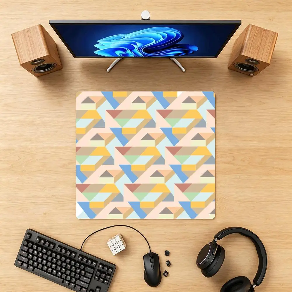

Colorful Polyhedron Gaming Mouse Pad, Stitched Edge Non‑Slip Large Desk Mat