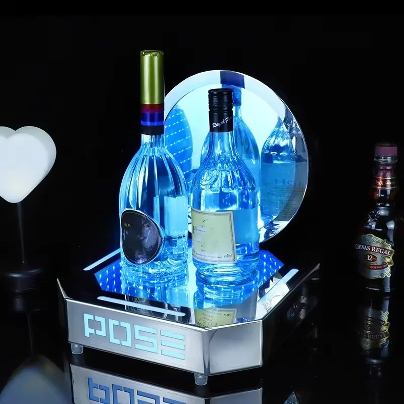 Rechargeable RGB LED Bottle Glorifier Custom Display Stand VIP Wine Presenter for Bar Nightclub Event Atmosphere Decor