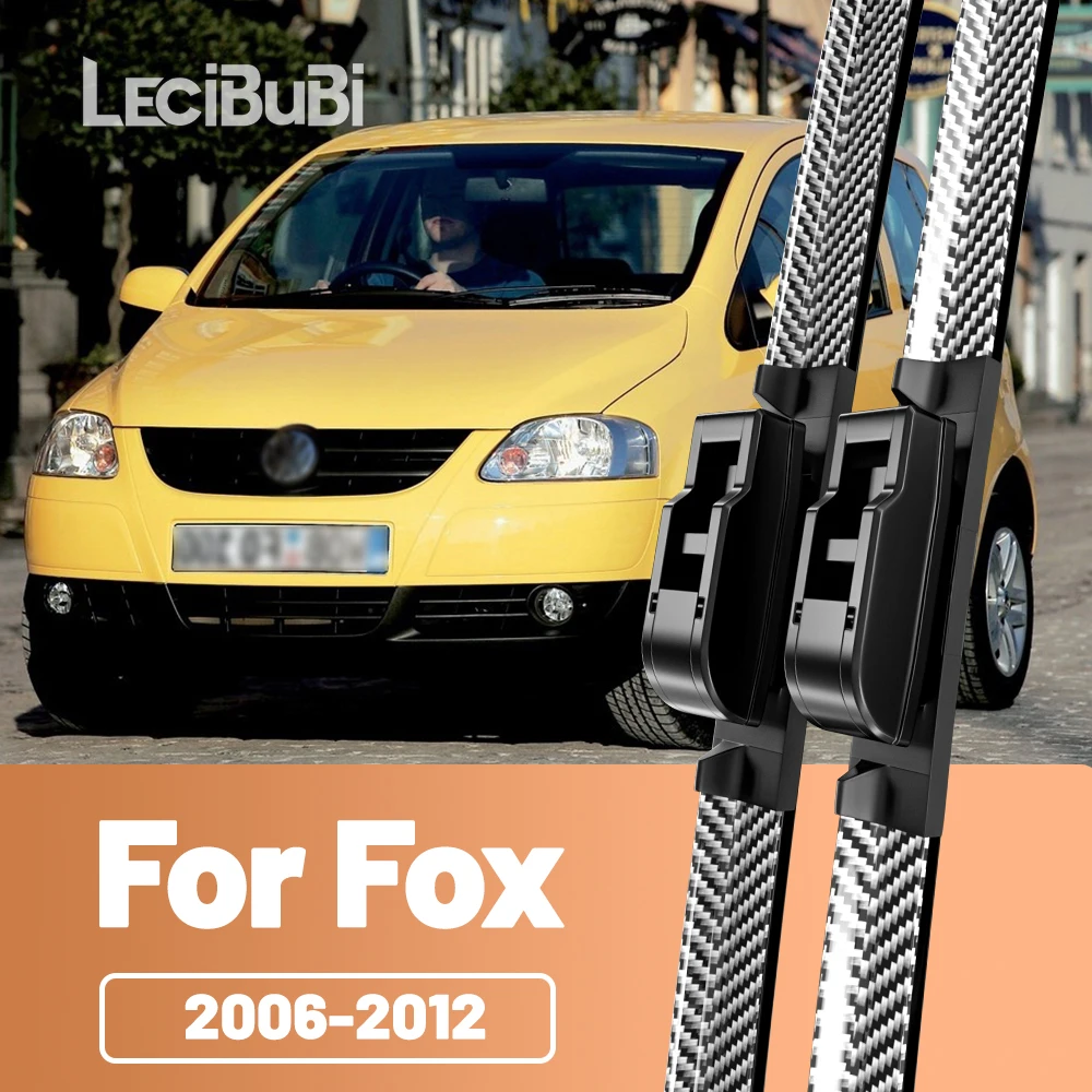 2 uds limpiaparabrisas delantero limpiaparabrisas de fibra de carbono para Volkswagen VW Fox 2006-2012 2007 2008 2009 2010 2011