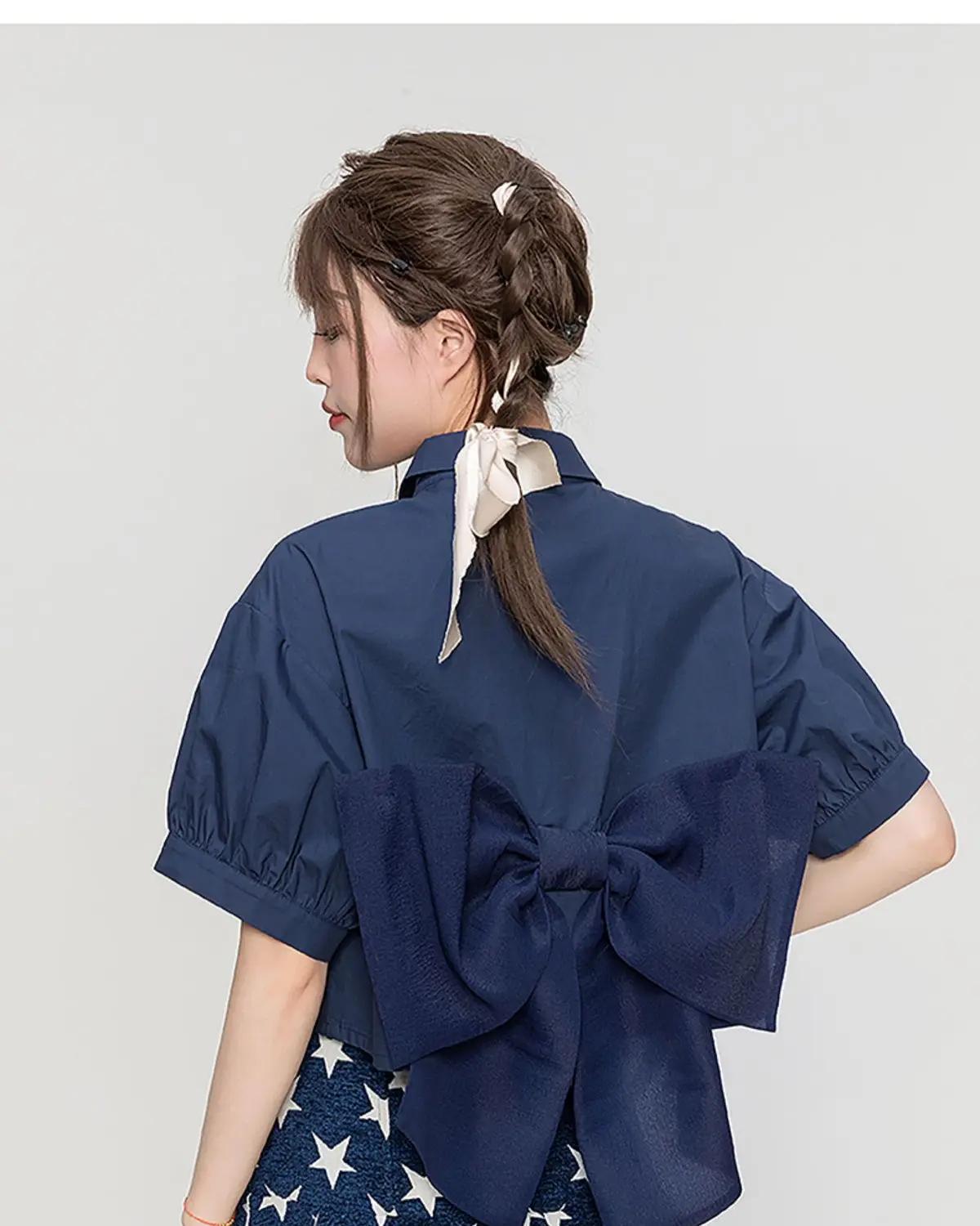 

Butterfly Knot Girl Love Blue Short Sleeved Shirt Summer Women's Clothing Korean Slimming Y2k Chic Top Niche
