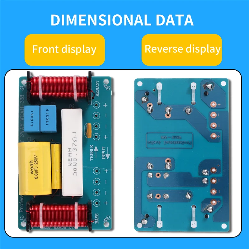 2Pcs WEAH-338 3 Way Audio Frequency Divider Treble + Midrange + Bass Crossover Speakers Filter For 8Inch Speaker DIY-X64A