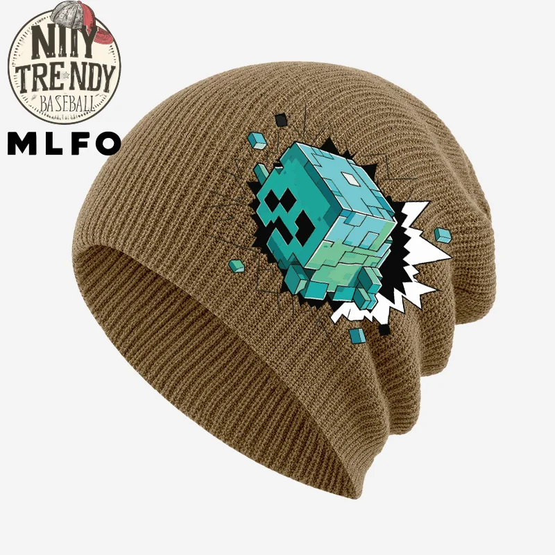 1‑3 Years Kids Knit Cold Hat Game Block Pixel Character Print Toddler Soft Knitted Beanie Autumn Winter Daily Outdoor view 3