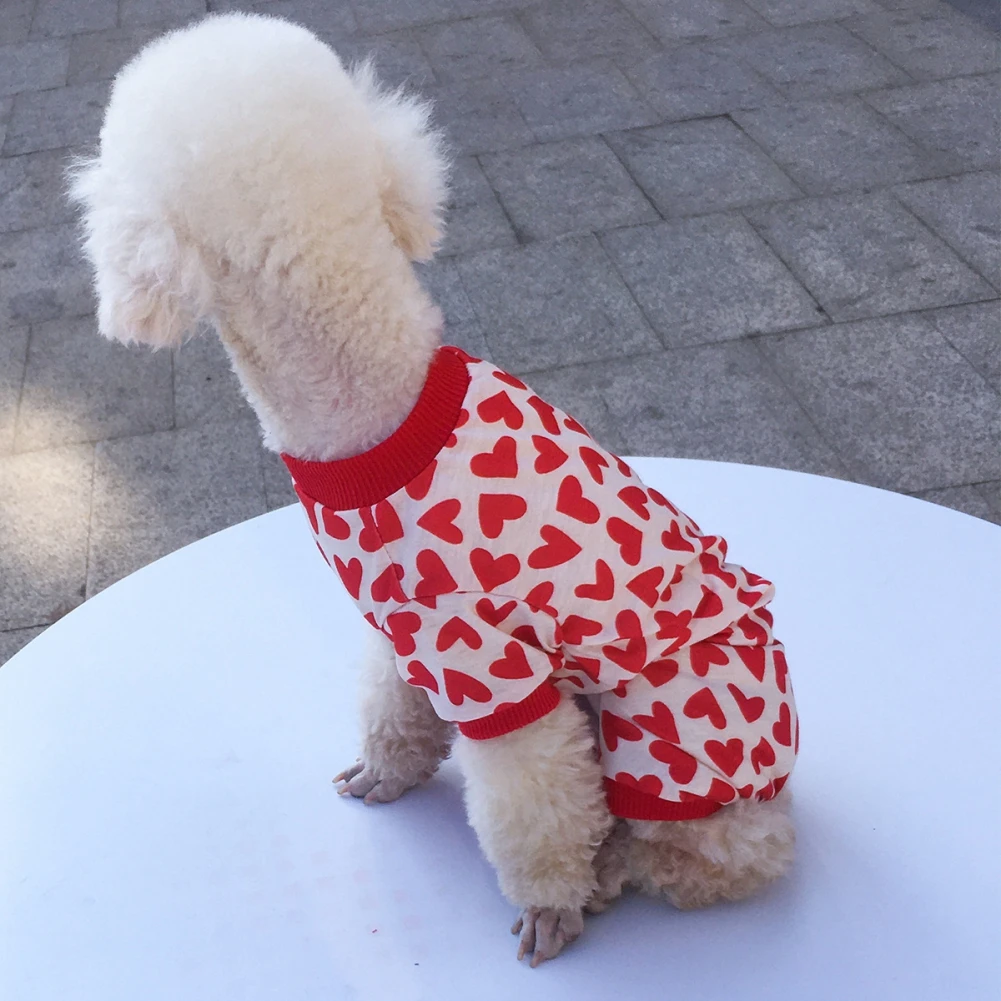 Autumn Winter Pet Jumpsuit Cartoon Print Medium Small Dog Clothes Warm Sweet Pajamas Kitten Puppy Cute Pullover Chihuahua Poodle