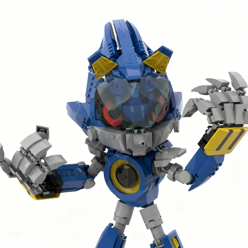 1398pcs MOC Metal Blue Speed Hero Game Display Model Building Blocks Home Decor Desk Shelf Accent Creative Room Gift For Adults