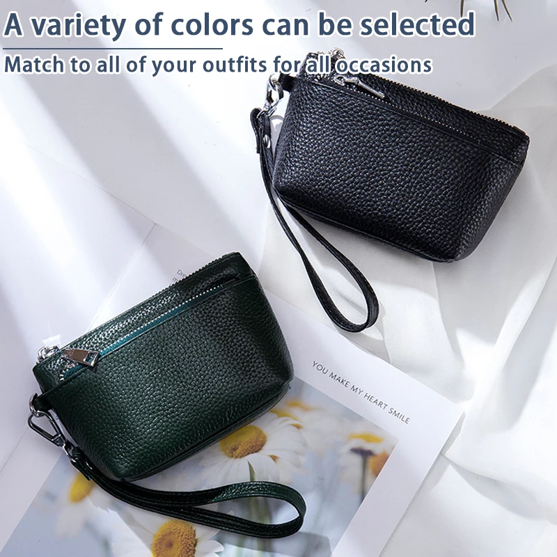 2024 New Coin Purses Women Genuine Leather Small Mini Soft Surface Fashion Multifunction Key Bank Card Coin Small Wallet