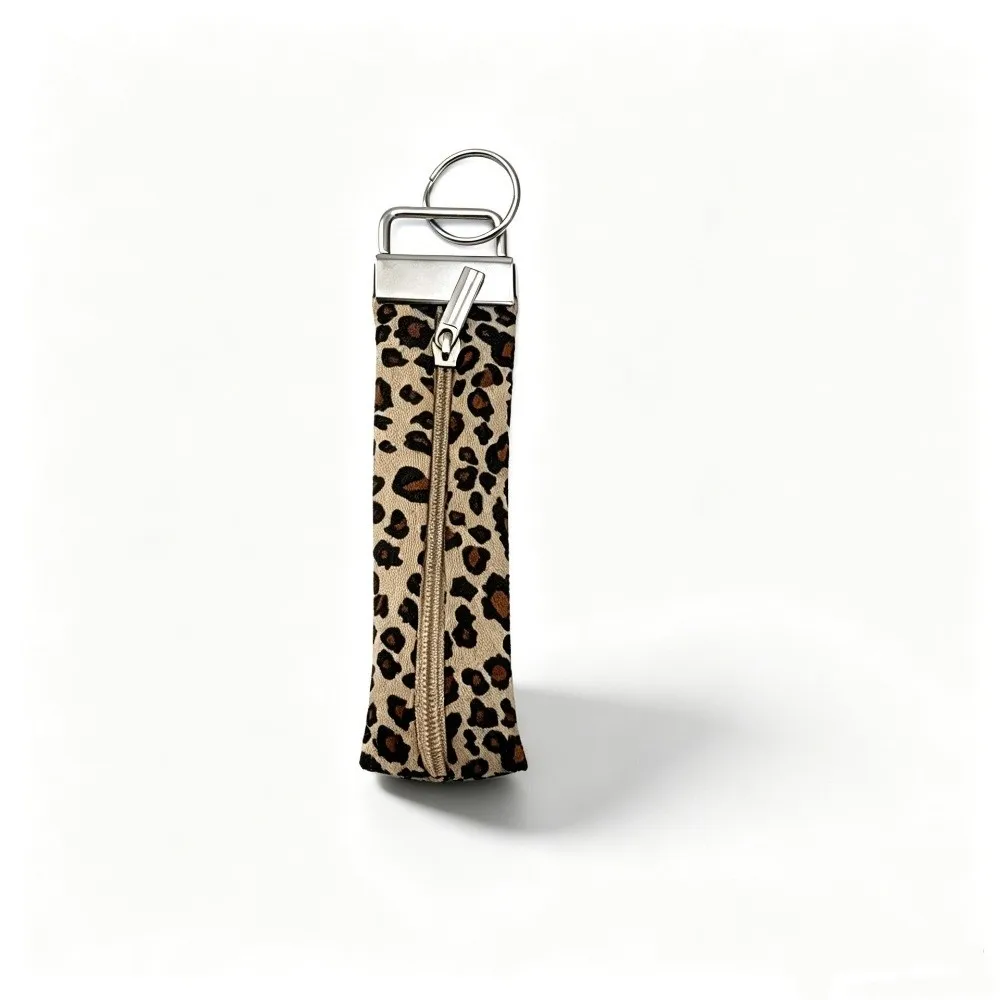New Leopard-print Storage Pouch Mini with Hanging Ring Coin Purse Corduroy Zipper Travel Key Case