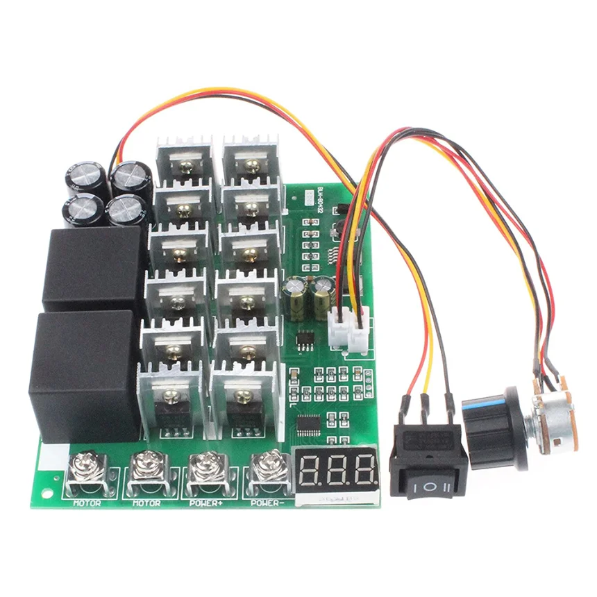 Controlador de velocidad del Motor DC10V-55V, convertidor de marcha atrás hacia adelante, 100a máx. con interruptor de perilla, equipo eléctrico, 1 piezas, 12V, 36V, 48V, 60a