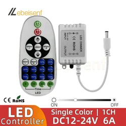 IR 23-Key LED Single Colour Dimmer Controller Wireless Remote Timing Switch Dimmer DC 12V 24V 6A For 5050 2835 Strip Light Strip