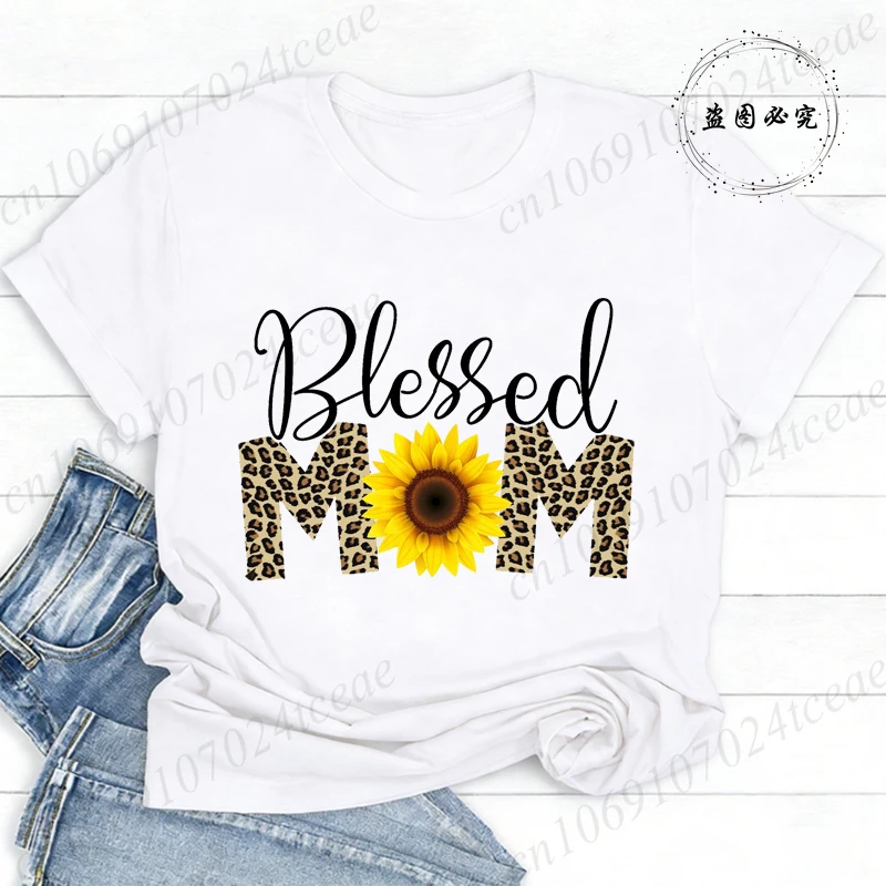 Blessed Mom Shirts T-Shirts for Women, Best Mom Tops Tees, Gift for Mom,short Sleeve Women's T-Shirts Short Sleeve Clothing
