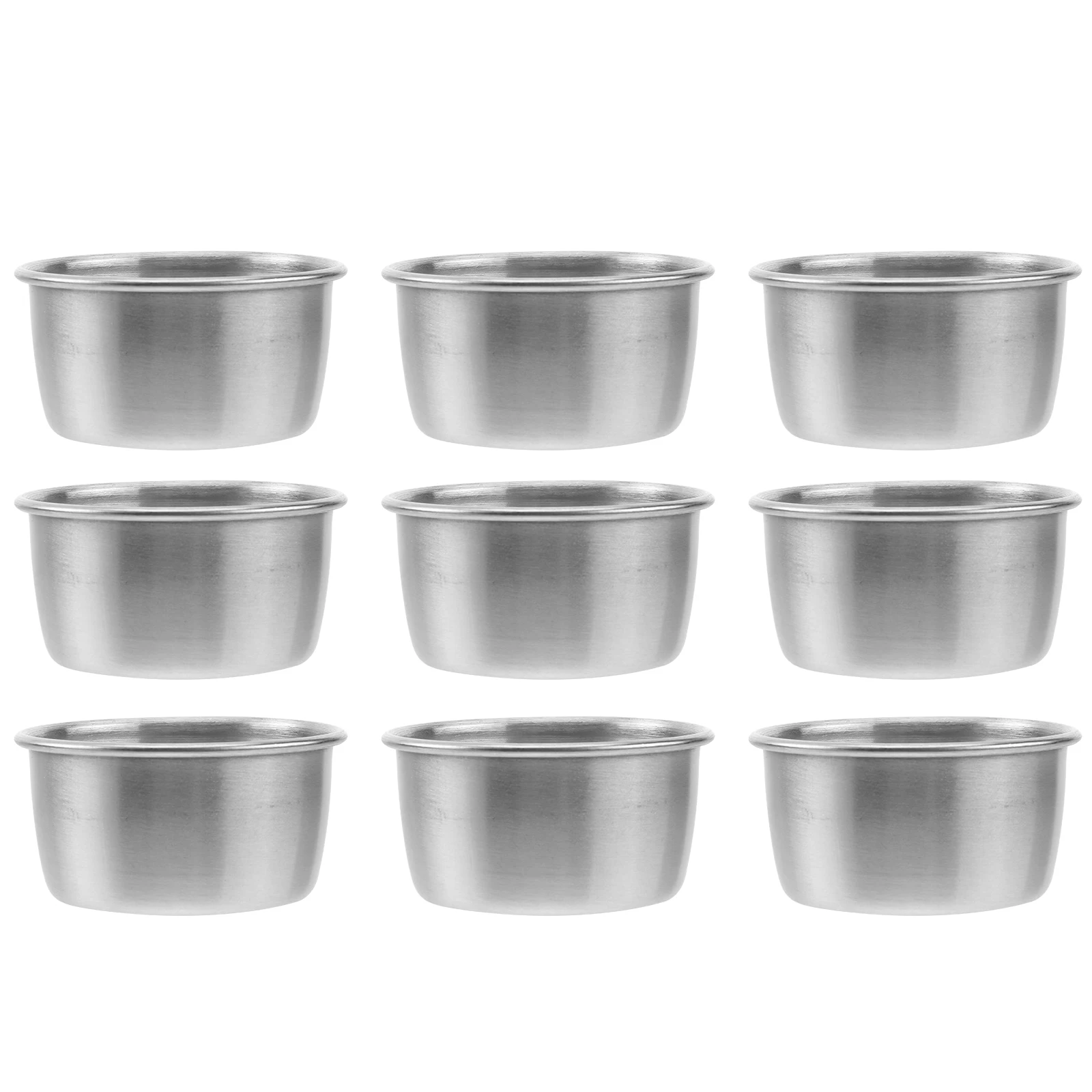 

9 pcs Steel Sauce Cup Dishes Wide Bowls Kitchen Restaurant Food Stianless Steel Food Sauce Dish Flavor Seasoning Containers