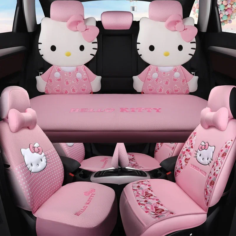 Sanrio Kawaii Hello Kitty Series Car Seat Cushion Plush Car Seat Cover Comfortable Cartoon All-inclusive Gift for All Seasons