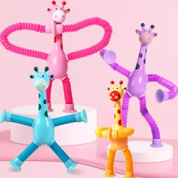 Suction Cup Toys For Baby Shape Changing Giraffe Telescopic Tube Fidget Toys Stretch Anti-stress Educational Toys for Children