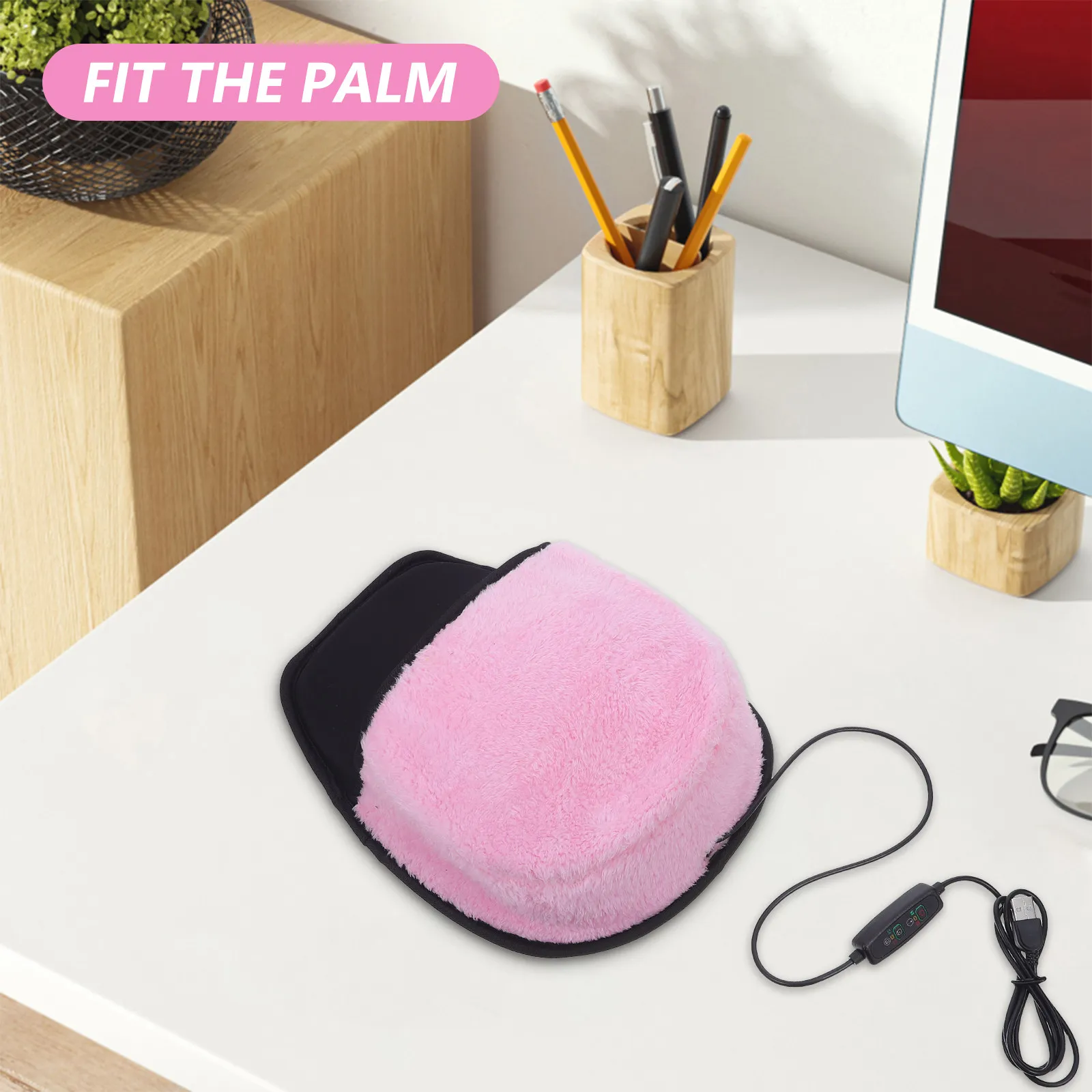 USB Warm Mouse Pad Heated Fleece Hand Warmer Ergonomic Wrist Rest for Laptop Desktop Winter Office Heated Desk Pad