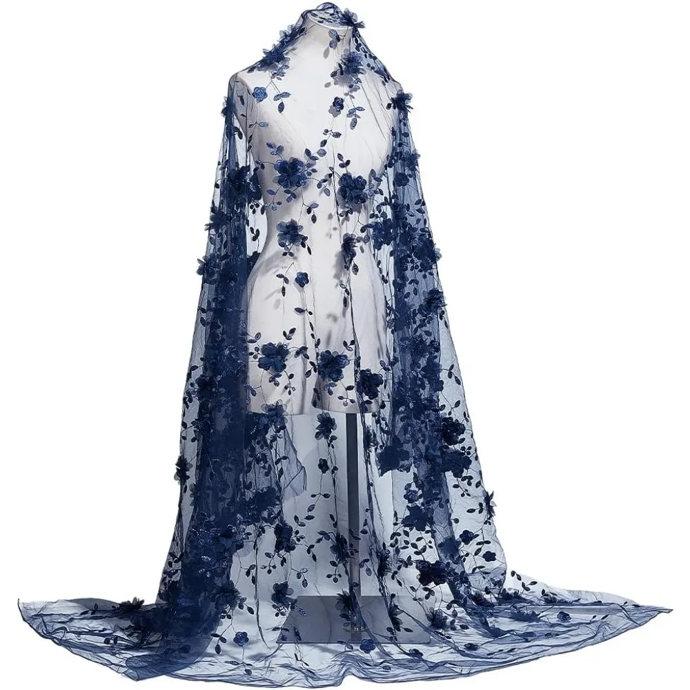 

2.2yards Embroidered Flower Fabric 59-64.5inch Wide 3D Flower Organza Lace Fabric Floral Mesh Embroidery for Sewing DIY