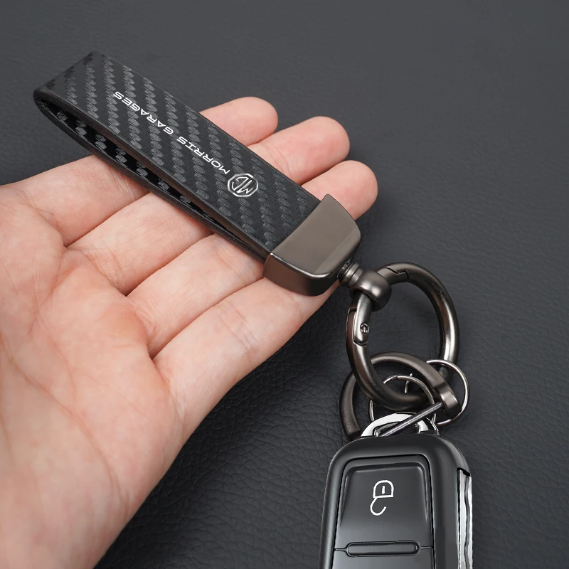 ألياف الكربون سيارة المفاتيح هدية قلادة حلقة رئيسية اكسسوارات السيارات التصميم لموريس المرآب MG3 MG5 MG6 MG7 GT GS هيكتور HS ZS #5