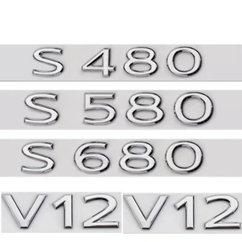 

New Chrome etters S480 S580 S680 V12 Emblem foSiIvery Maybach S Class Car Fender Trunk Rear W221 W222 Logo Sticker