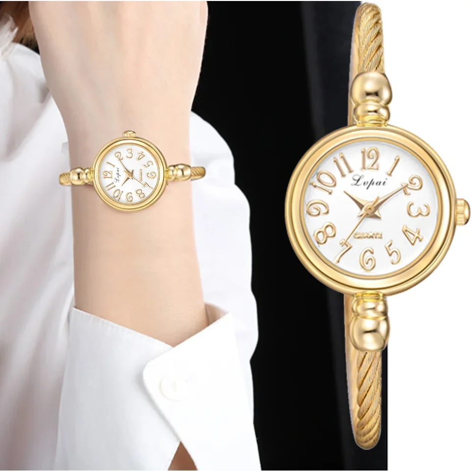 

Women Small Gold Bangle Bracelet Luxury Watches Stainless Steel Ladies Quartz Wristwatch Brand Casual Women Dress Colck