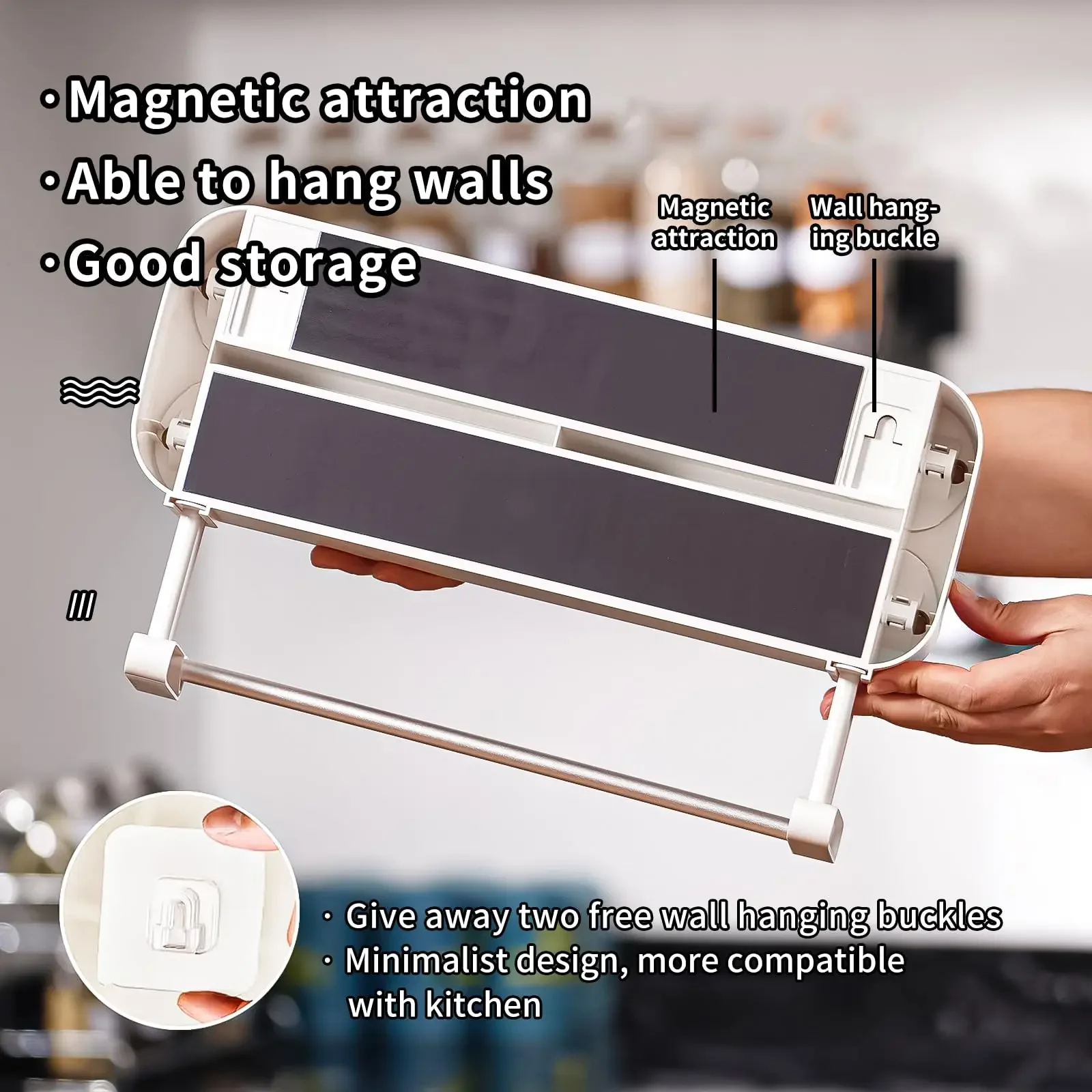 3 in 1 Aluminum Foil and Plastic Wrap Organize Dispenser with Cutter, Magnetic Paper Towel Holder for Fridge