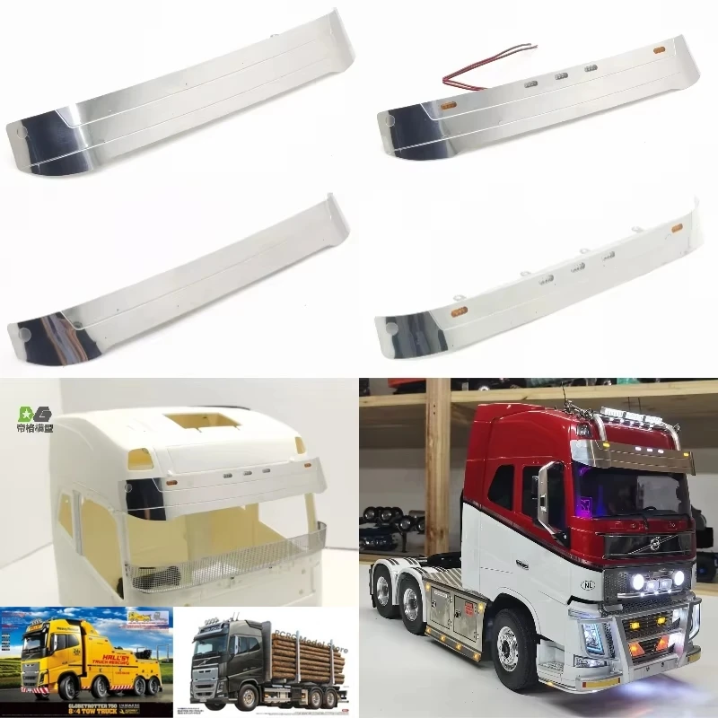Visera Metálica con Luces para Camión de Juguete Tamiya Volvo FH16 750 56360 56362 1/14 RC, Piezas para Camión de Madera y Grúa, Modelo DEGREE