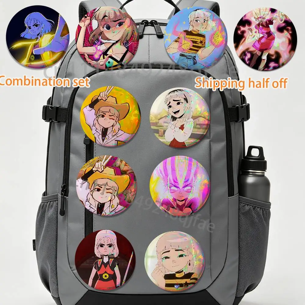 Juego de 2 insignias Jiangshi Underworld Jentry Chau para mochila y chaqueta, broches redondos de dibujos animados, colección de botones acrílicos