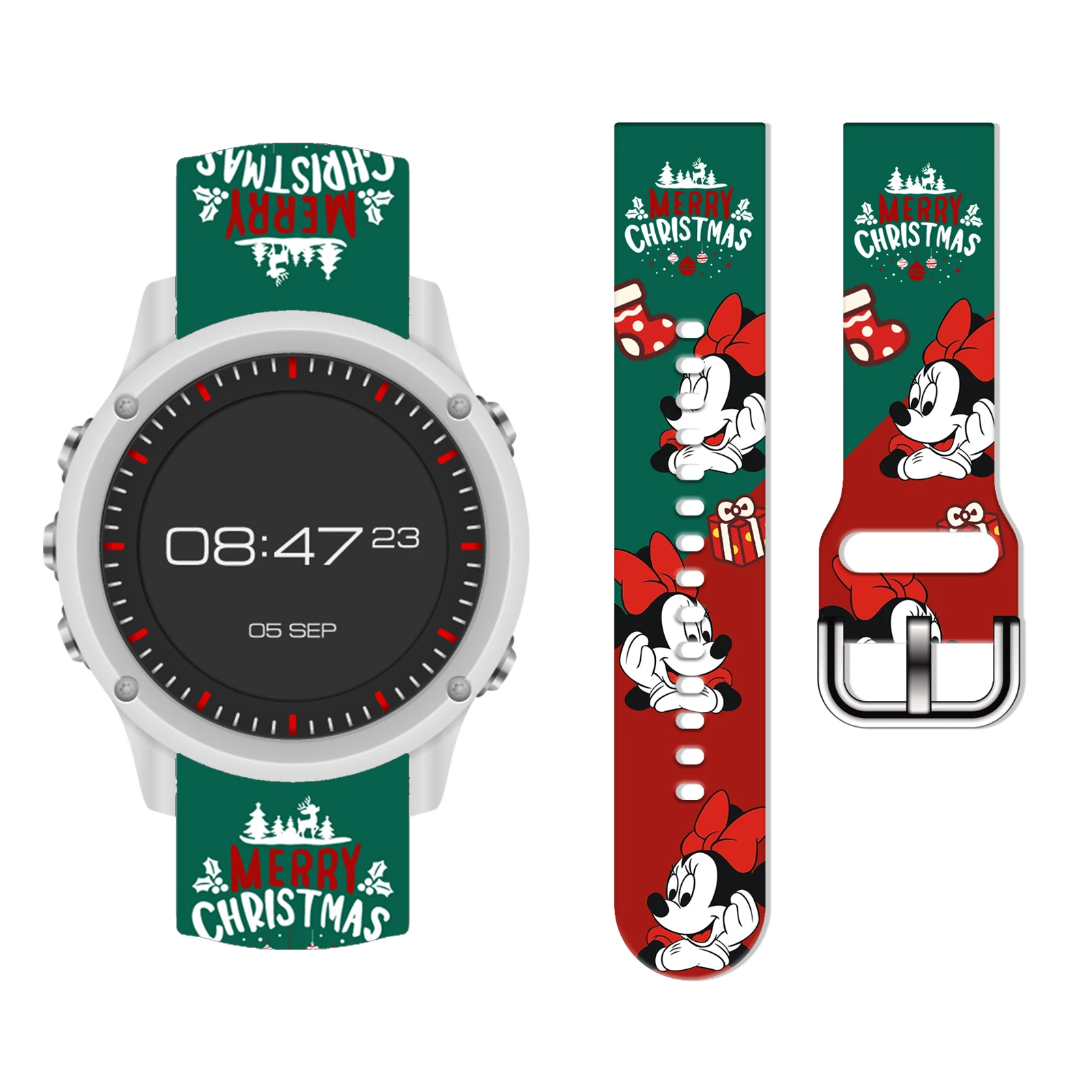 

20mm Mich Christmas 2 Printed Strap for Samsung Galaxy Watch 7/6/5 40mm 44mm Band Replaceable Bracelet for Xiaomi Amazfit Watch