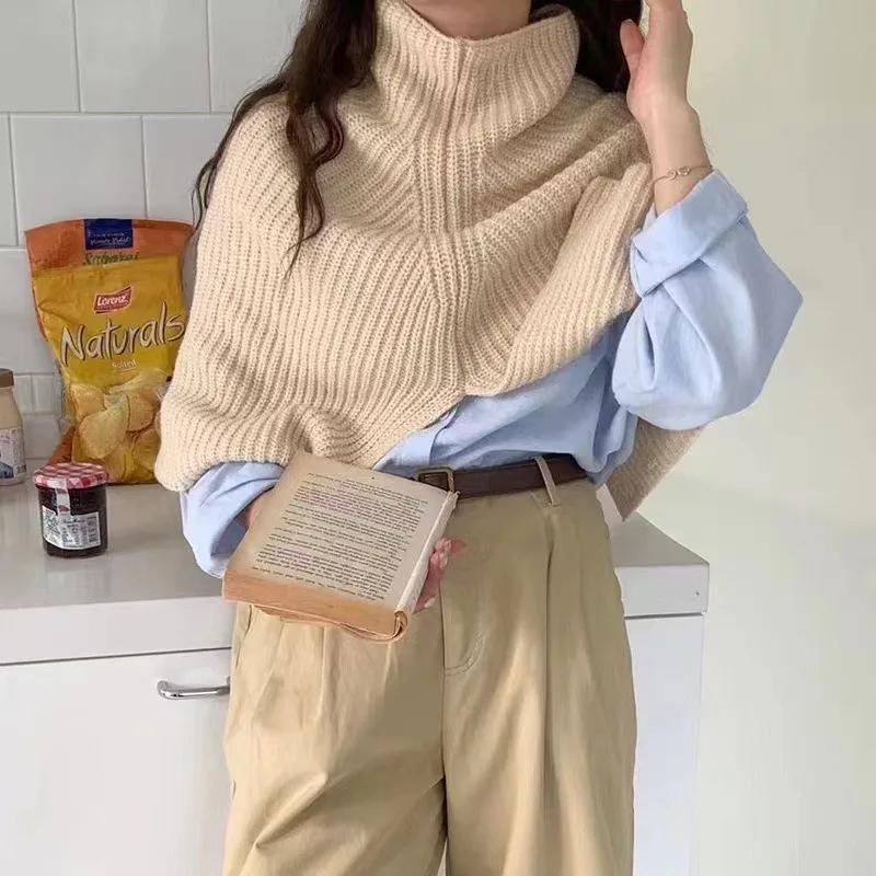 

Women's winter Korean-style versatile thick warm neck warmer windproof hooded scarf knit collar