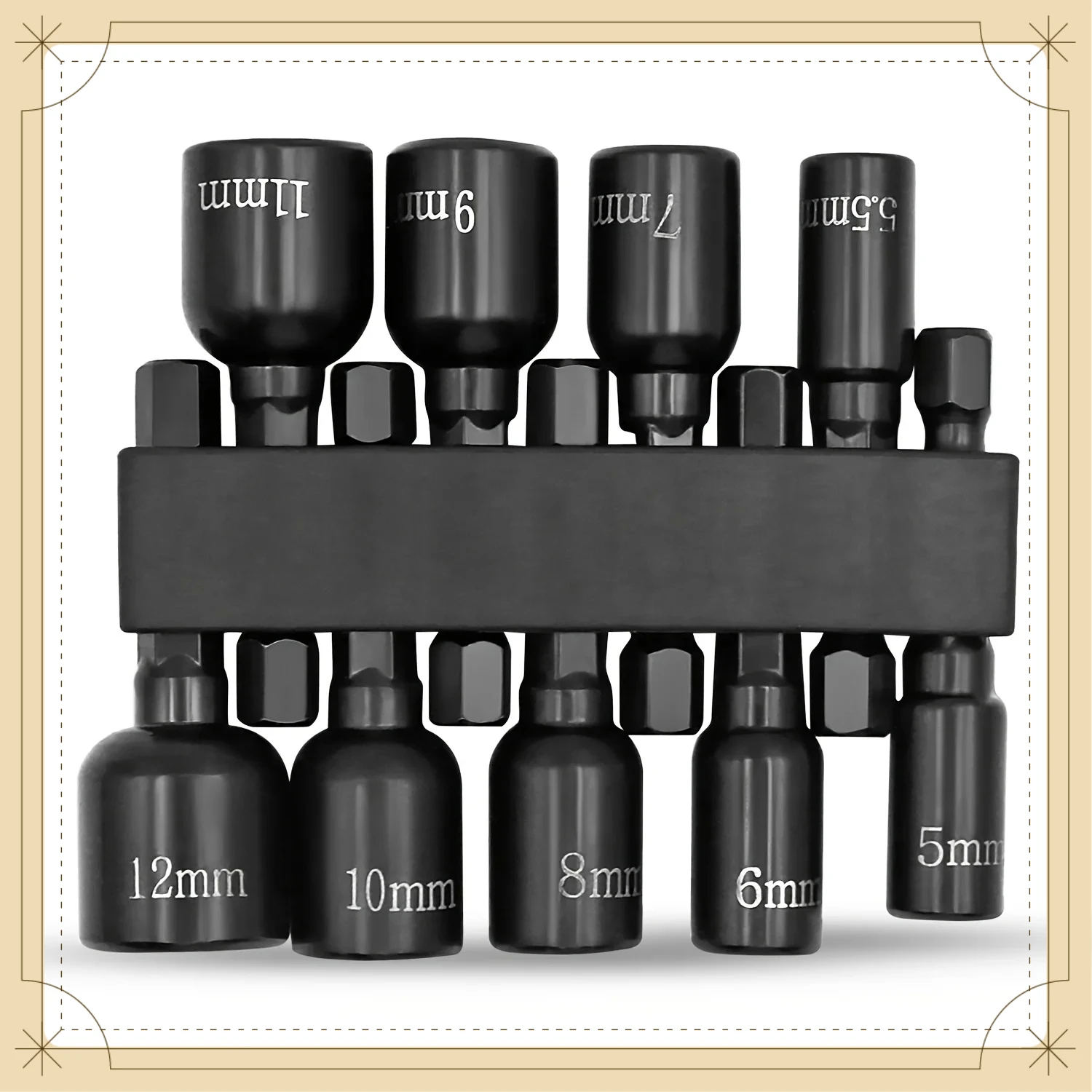 9Pcs Metric Hex Socket Nut Driver Set 1/4 Inch Hex Shank Drill Bit Chuck Adapter Hand Tool Kit