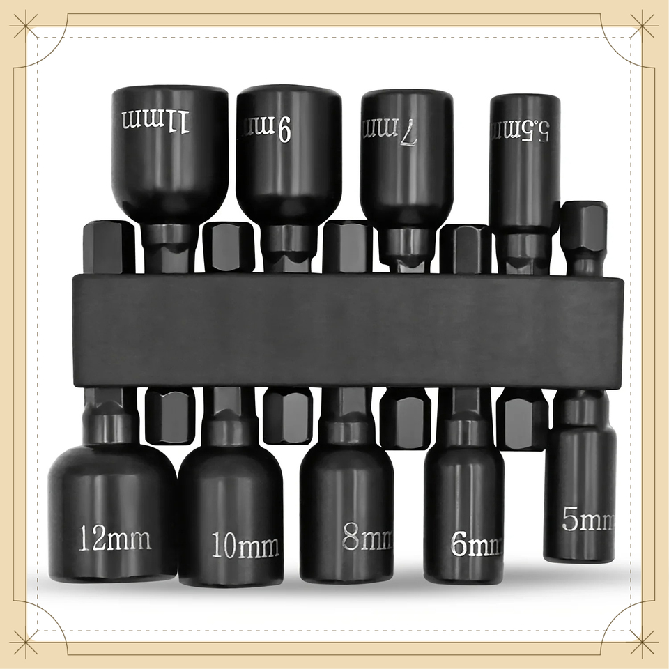  9Pcs Metric Hex Socket Nut Driver Set 1/4 Inch Hex Shank Drill Bit Chuck Adapter Hand Tool Kit 