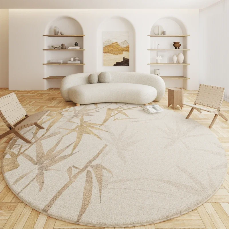 Cream Style Living Room Decoration Round Carpet Light Luxury Rugs for Bedroom Fluffy Soft Study Rug Thick Plush Lounge Floor Mat