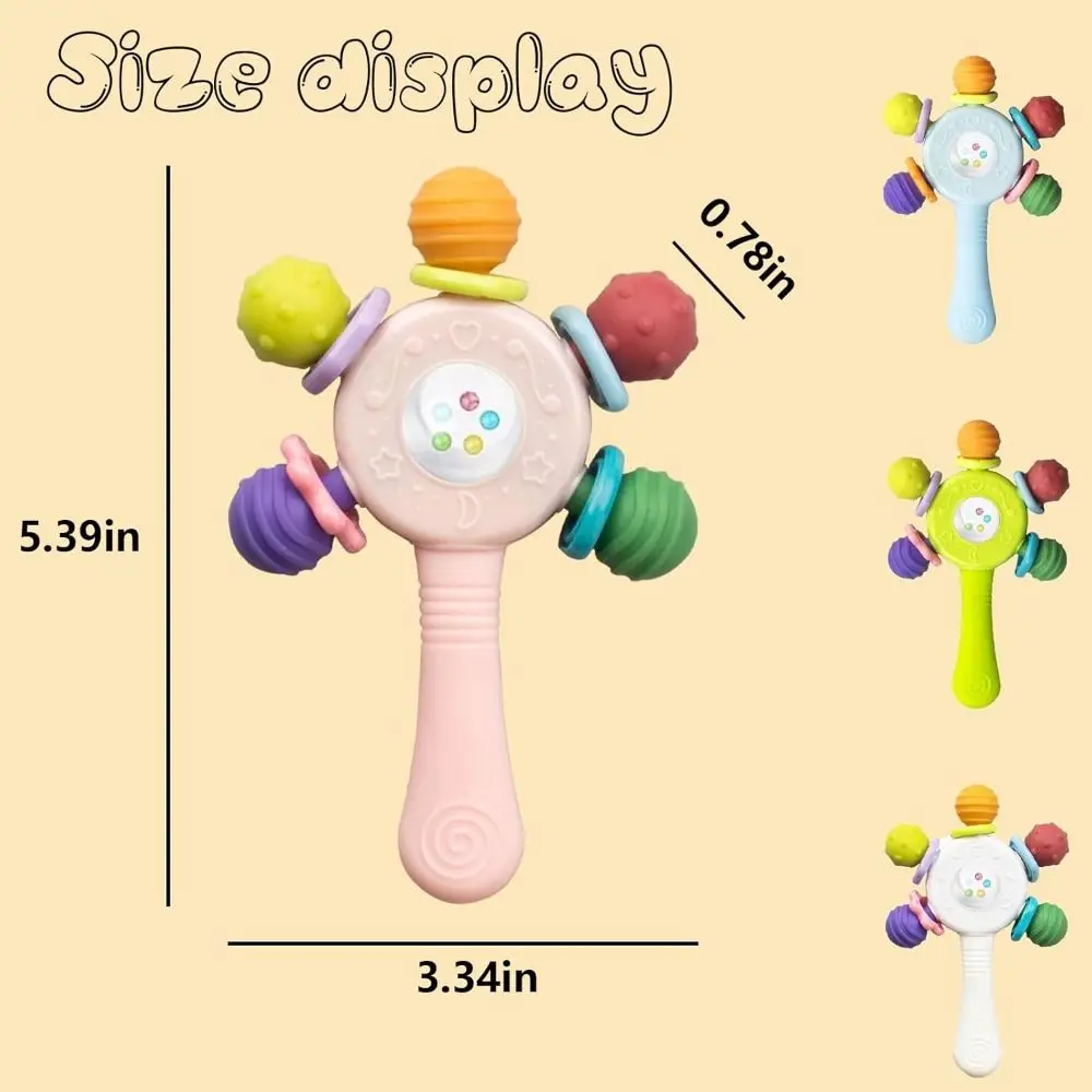 Hot BPA Free Baby Sensory Teething Toys Choke Proof Design Grip Strengthening Handle Chew Toy Rattle Stick for Aged 0-36 Months