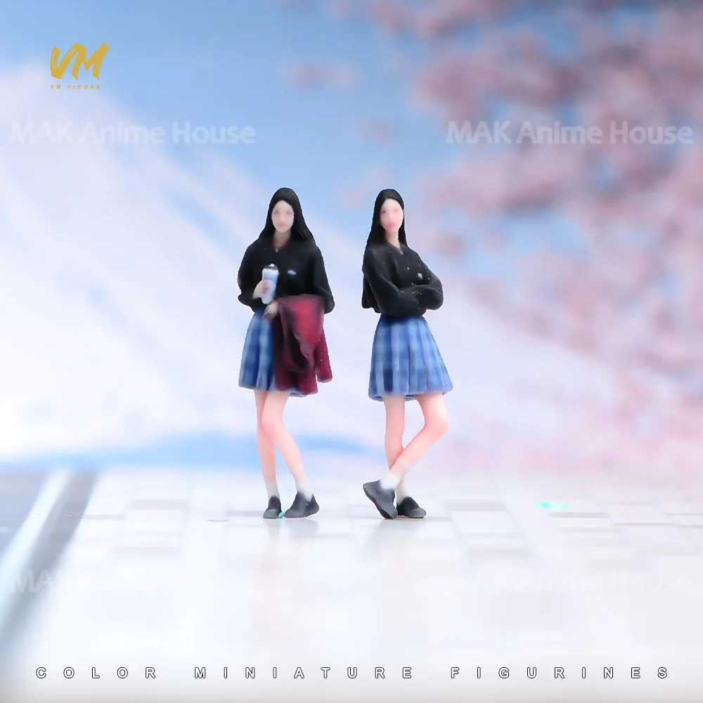 1/64 Giapponese JK Studente Ragazza Sexy Regina Femminile Assassino 3D Stampa Puntelli Figure Modello Realistico Scena Creativo Auto Bambole Giocattoli