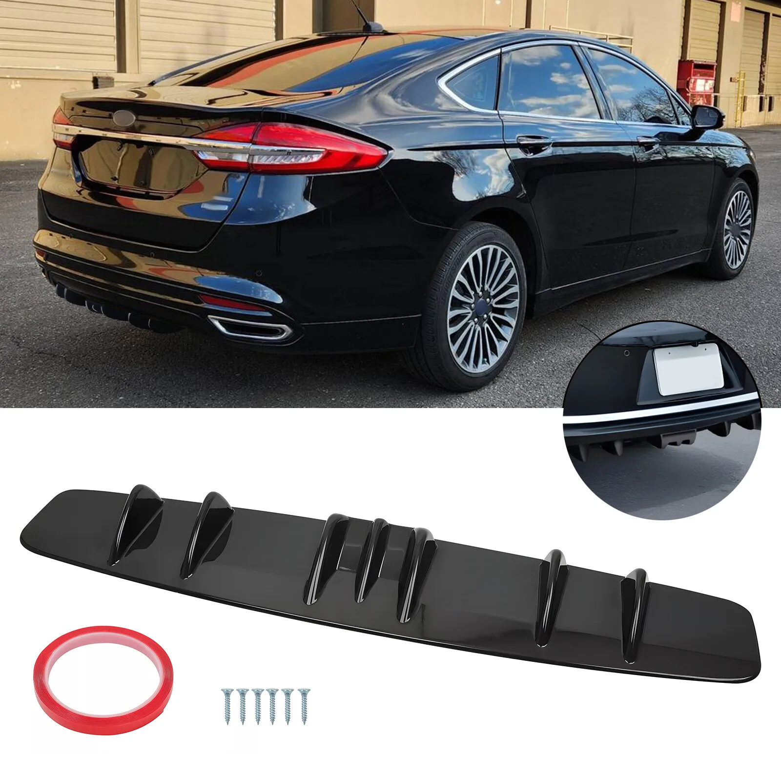 

Диффузор-спойлер на задний бампер для Ford Fusion Focus, накладка-«рыбий хвост»