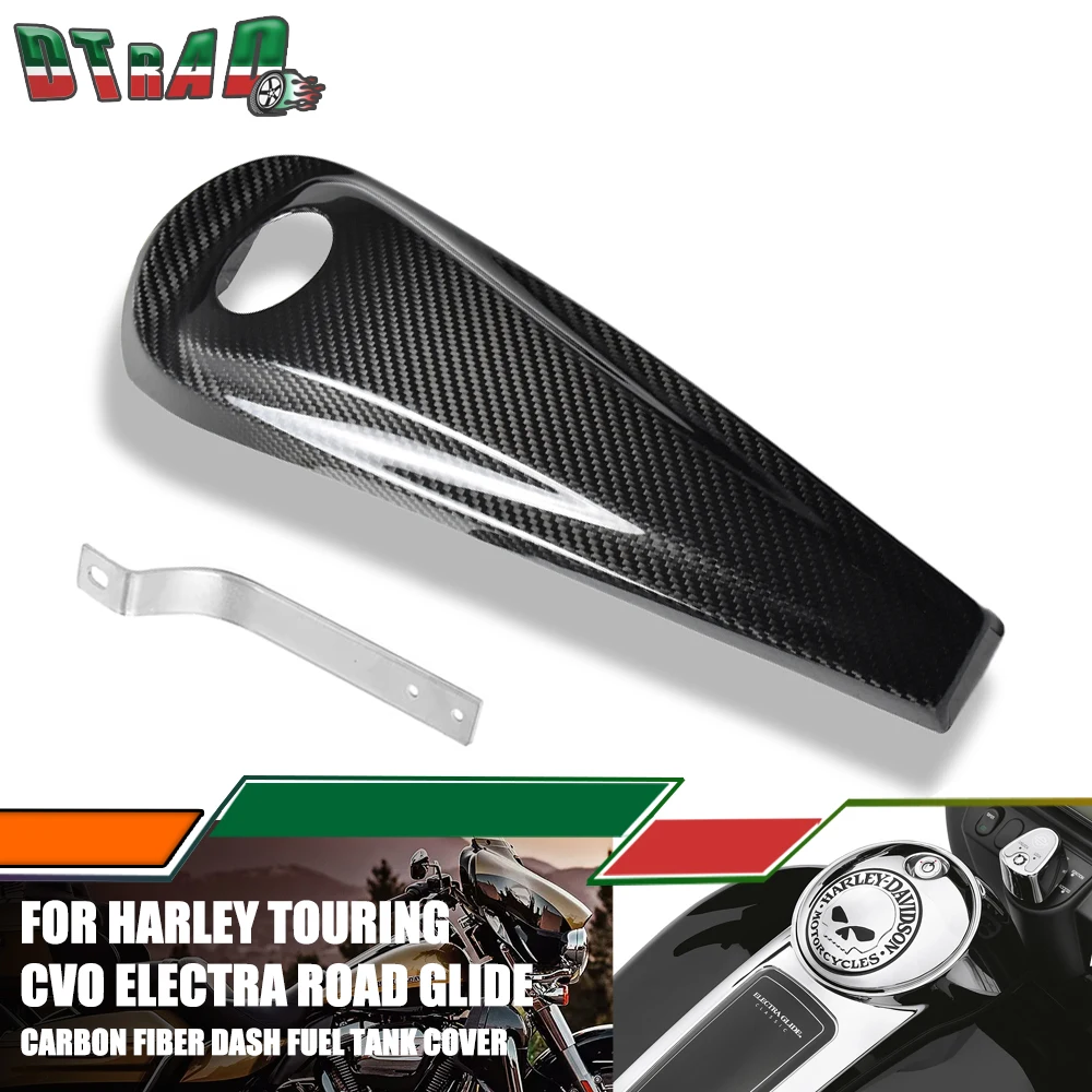 Motorcycle Twill Gloss Carbon Fiber Dash Fuel Console Gas Tank Cap Cover For Harley Touring CVO Electra Road Street Glide 08-22