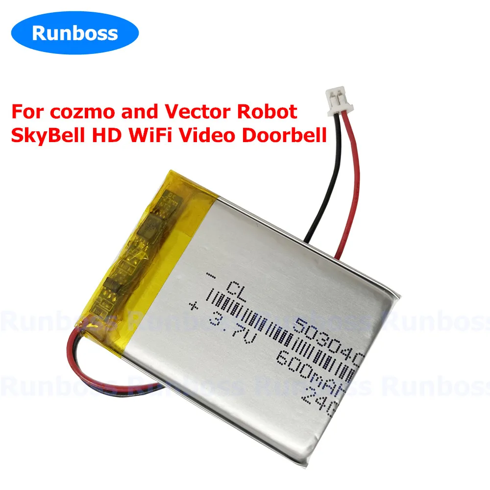 Replacement 3.7V 503040 Battery 600mAh for cozmo and Vector Robot ,SkyBell HD WiFi Video Doorbell Battery