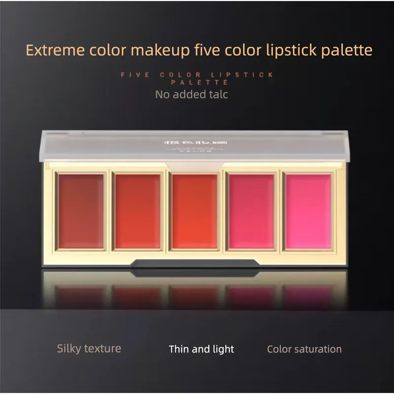 Stage Makeup Five-color Lipstick Set With High Saturation And High Color Rendering, Professional Stage Makeup Color Matching