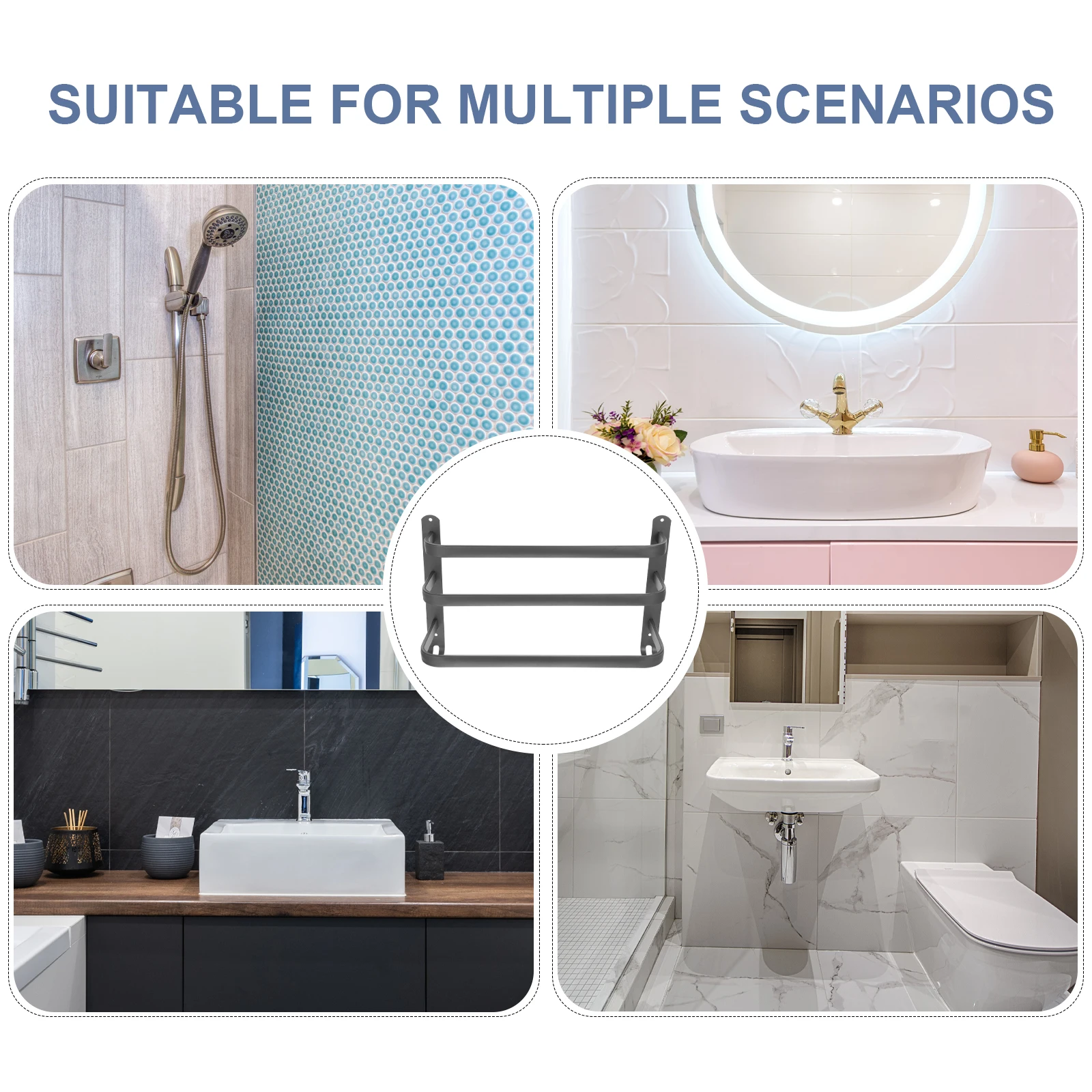 

Bathroom Towel Shelf Aluminum Wall Mount Rack Sturdy Kitchen Towel Holder Washcloth Organizer Bathroom Storage Bar