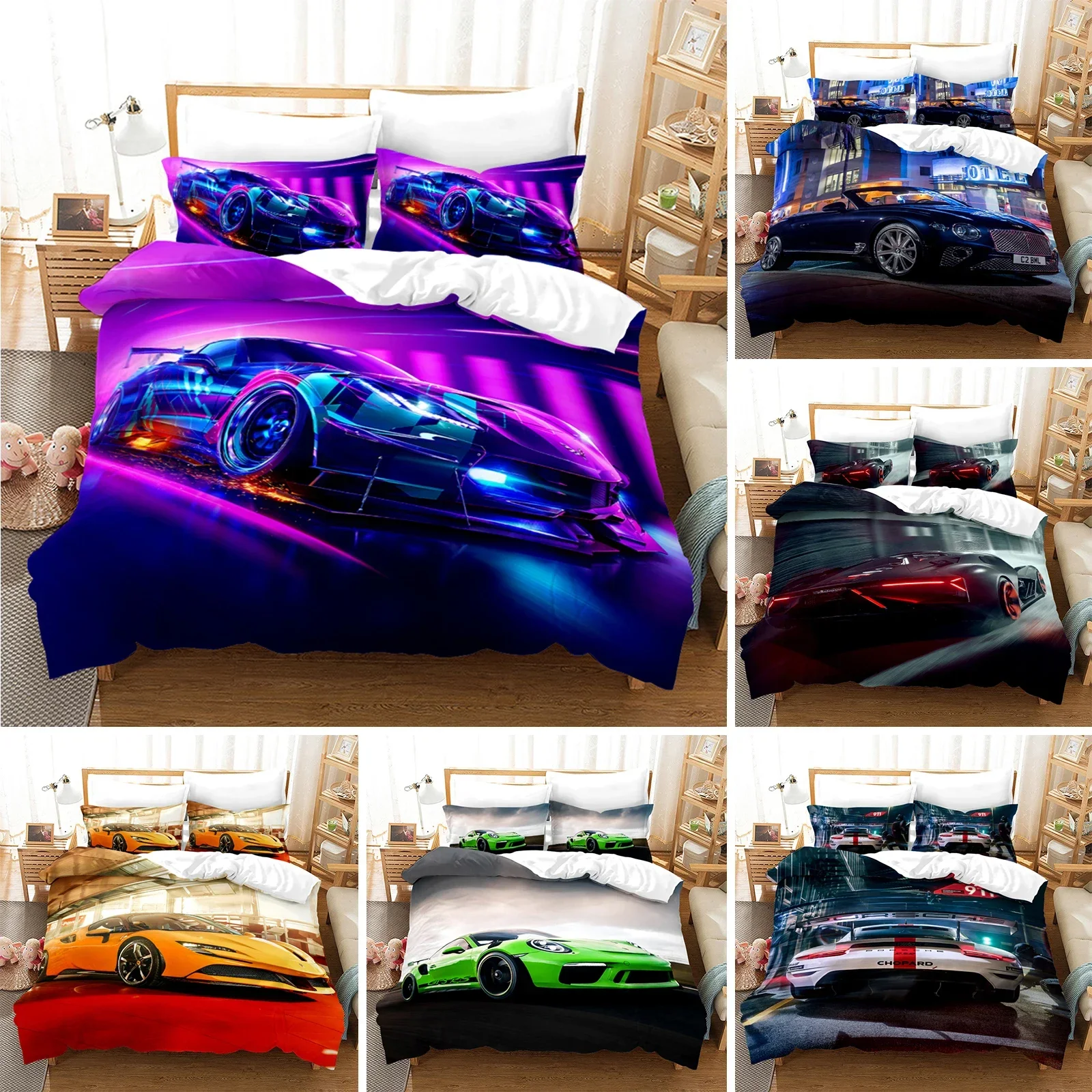 

Sports Car Luxury Bedding Set Duvet Cover Bedroom Comforter Covers Single Twin King Size Quilt Cover Home Textile 2/3PCS
