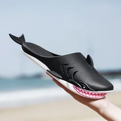 Men Slippers Cute Shark Slides 2022 Summer Home Non-slip Couples Outdoor Beach Slippers Indoor Flip Flops Women PVC Funny Shoes