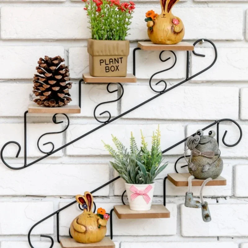 Retro Staircase Decorative Frame Wall Mounted Flower Pot Tray for Garden and Home Decor Ideal for Indoor and Outdoor Spaces