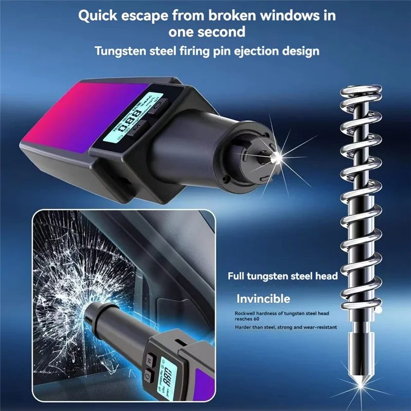 ABKI-2 في 1 جهاز اختبار شرب الكحوليات الرقمي المحمول مع مطرقة السلامة نافذة كسر تهب نوع اختبار الكحوليات