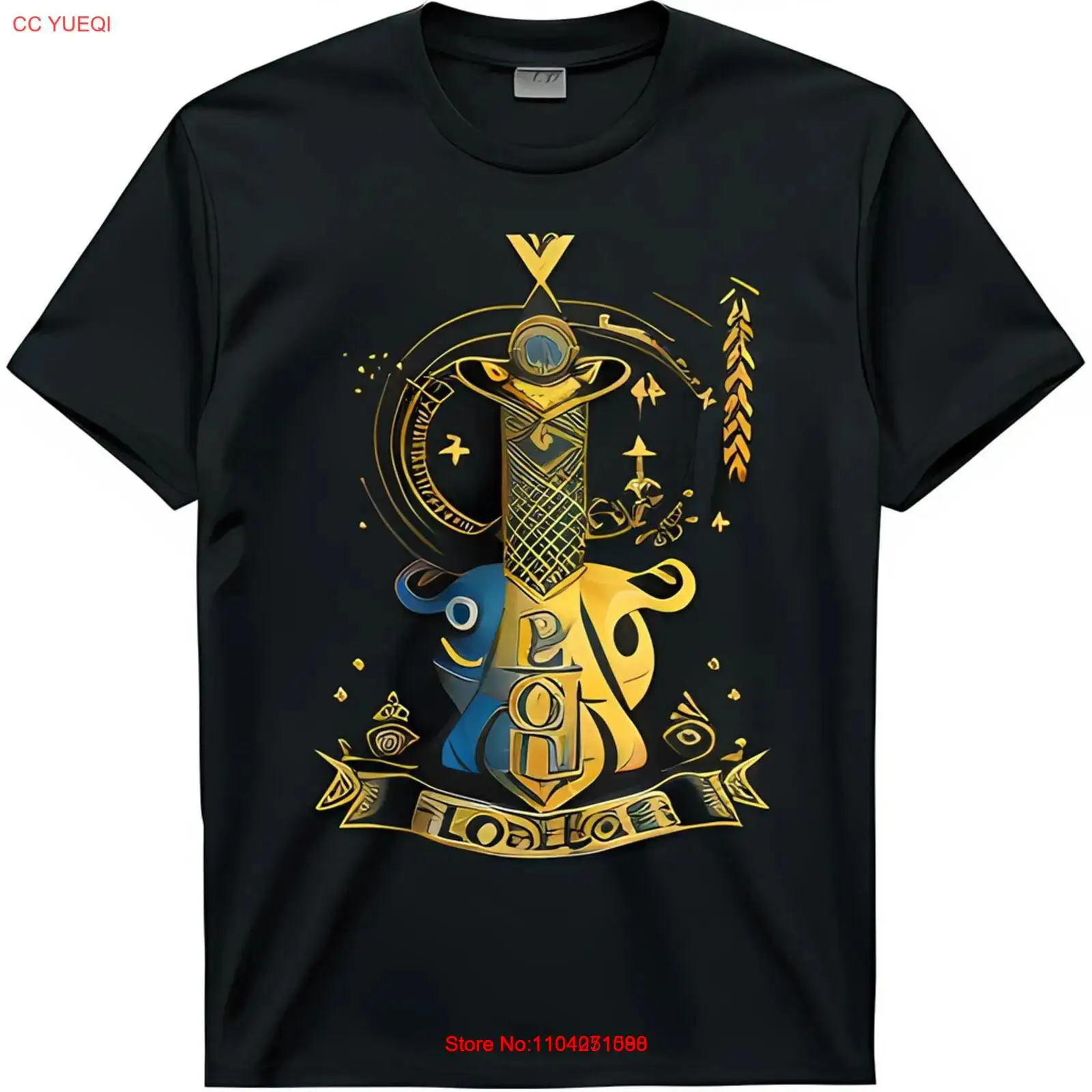 Stunning Black T-Shirt with Gold Graphic & Vibrant Wing Design