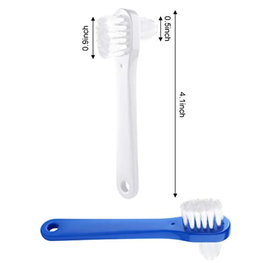 6 Pack Denture Cleaning Brush Dual Head Portable Denture Toothbrush Hard Double Sided Multi-Layered Bristles False Teeth Toothb
