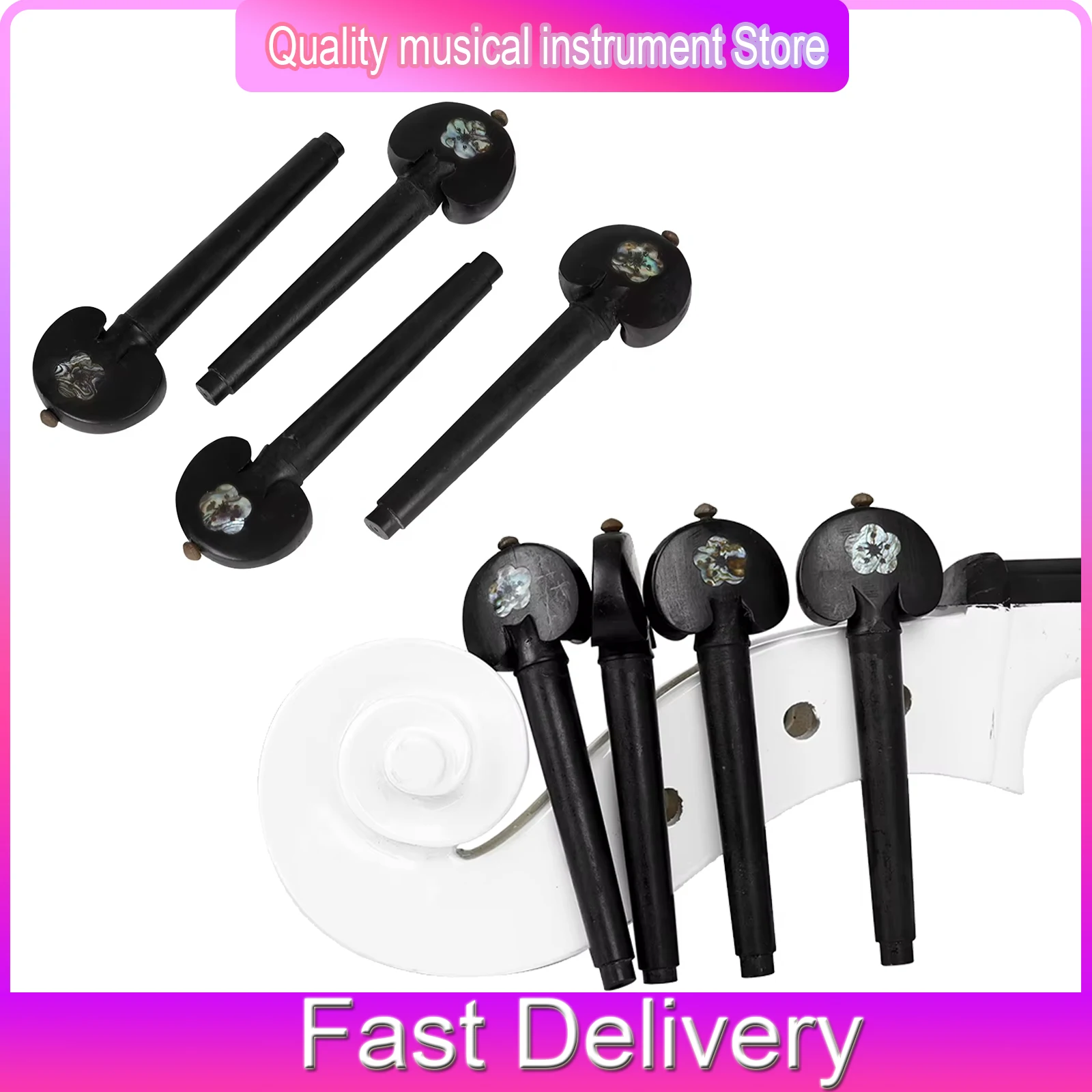 

Ось для струн виолончели ручной работы, изготовленная на заказ, из черного дерева, универсальная, с резьбой из перламутра, прочная и устойчивая к падениям, запчасти и аксессуары для виолончели