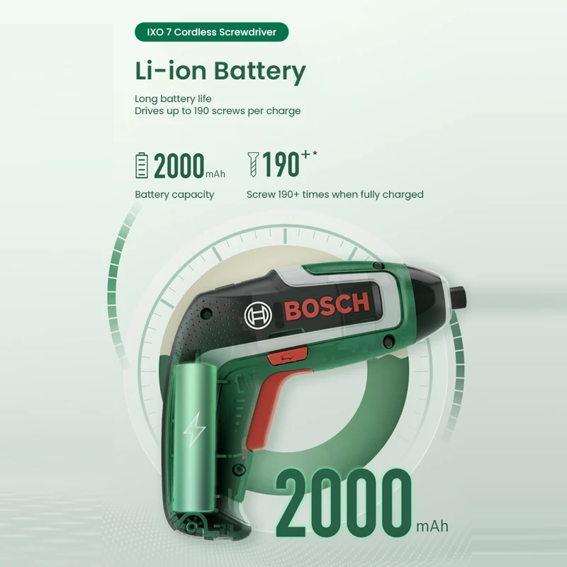 Bosch IXO7 Electric Cordless Screwdriver Set Electric Drill 1 Host 10 Screwdriver Bits 1 Extension Rod 1 Charging Cable