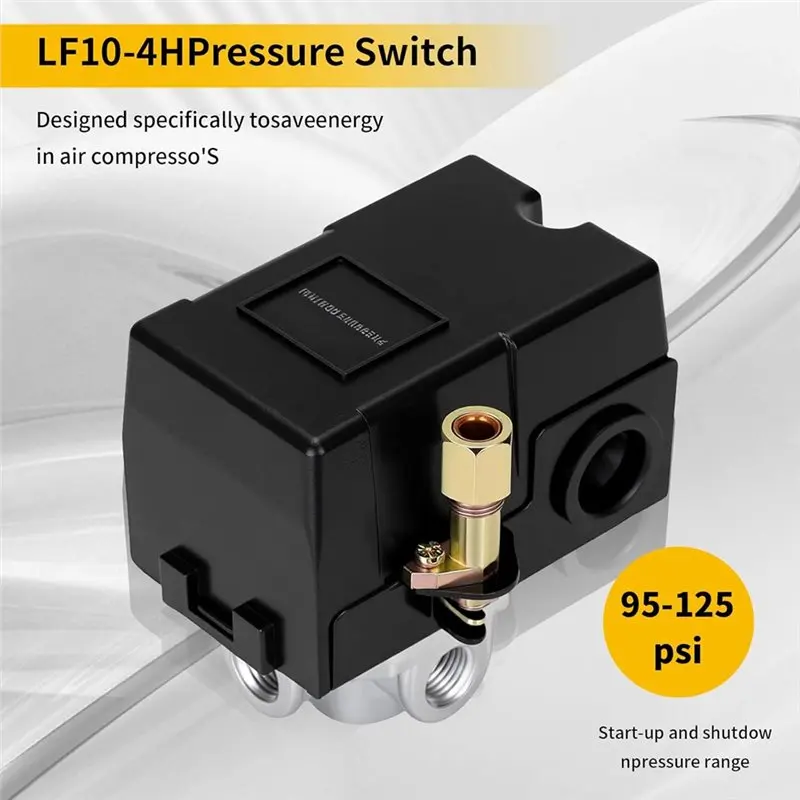 【OFF-SHELF】Air Compressor Pressure Switch 20A 4 Port 95-125 PSI NPT1/4 LF10-4H Control Unit