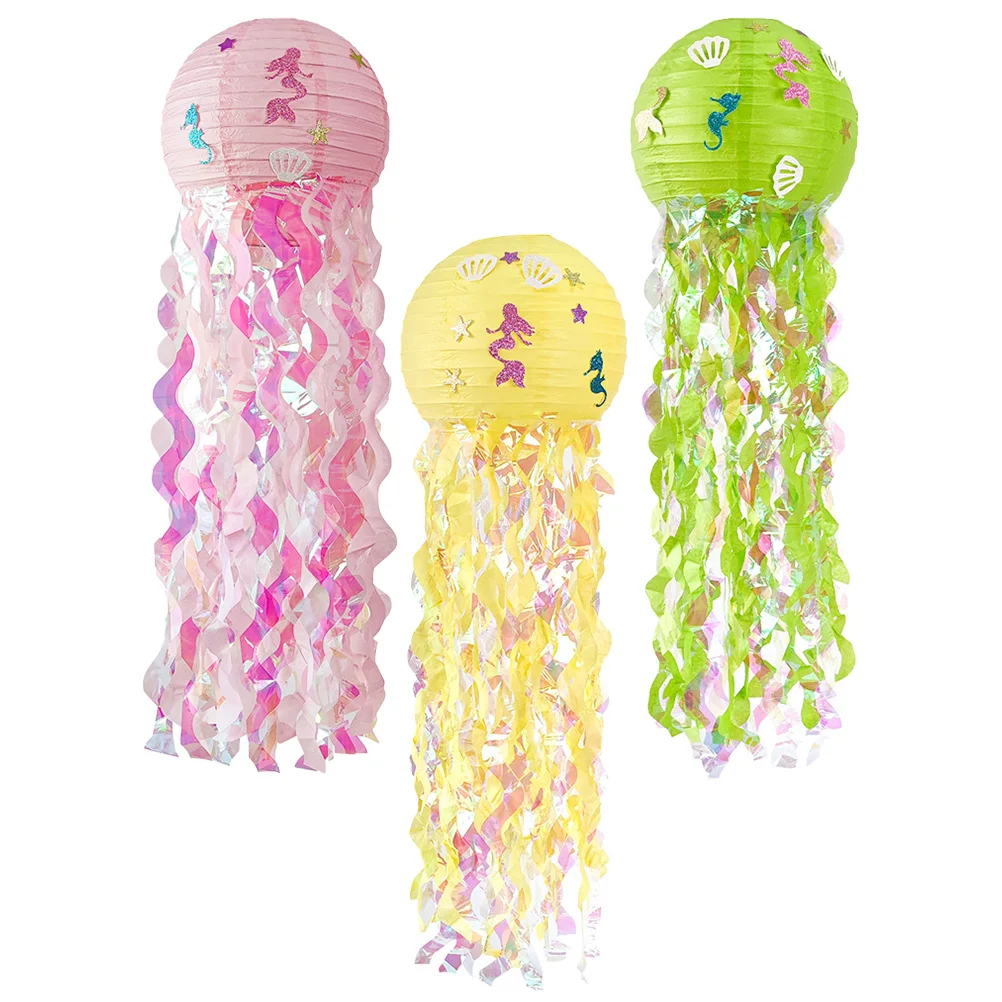 

3Pcs Jellyfish Paper Lanterns Hanging Party Decorations Birthday Ocean Theme Mermaid Birthday Decor Paper Lanterns